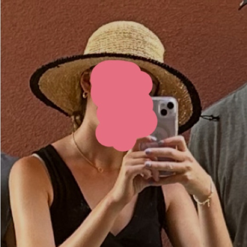 Sand and black European summer sun hat